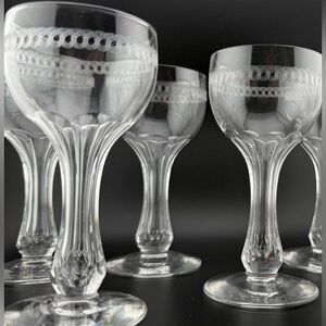 6 Fostoria Hollow stem champagne coupes. 4oz